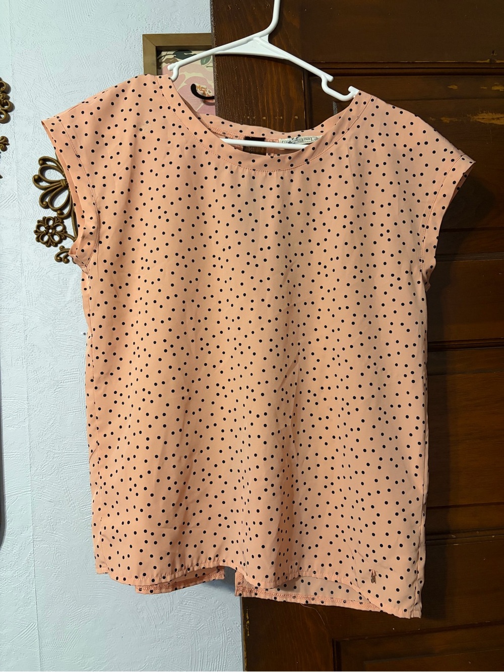 Abercrombie and fitch Women's Pink Polka Dot Short Sleeve Blouse